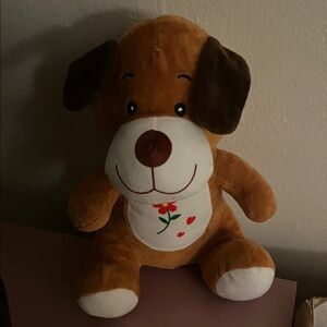 Brown and White Plush Dog Toy